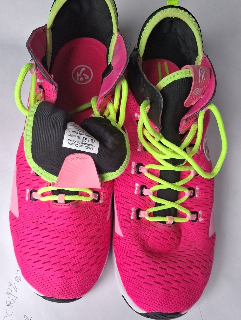 Zumba Fitness Women’s Neon Pink Athletic Sneakers with Lime Laces